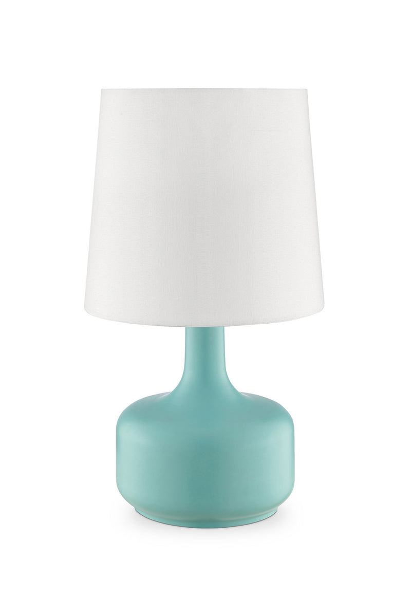Metal Bedside Table Lamp With White Shade - Blue