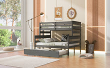 Load image into Gallery viewer, Wood Twin over Full Bunk Bed with Twin Size Trundle, Gray
