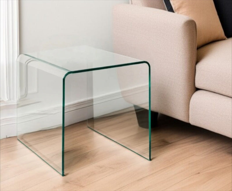 21" Glass Rounded Edge End Table - Clear