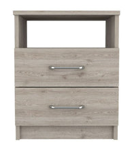 Load image into Gallery viewer, Wood Two Drawer Nightstand - Light Gray

