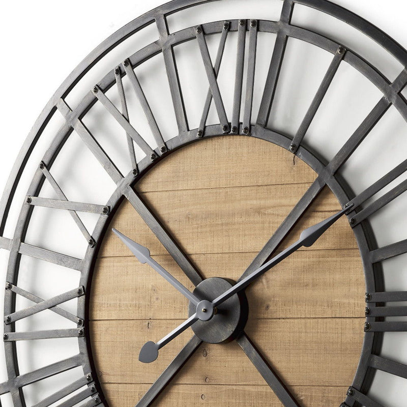 Analog Round Wall Clock (609405) - Black / Natural