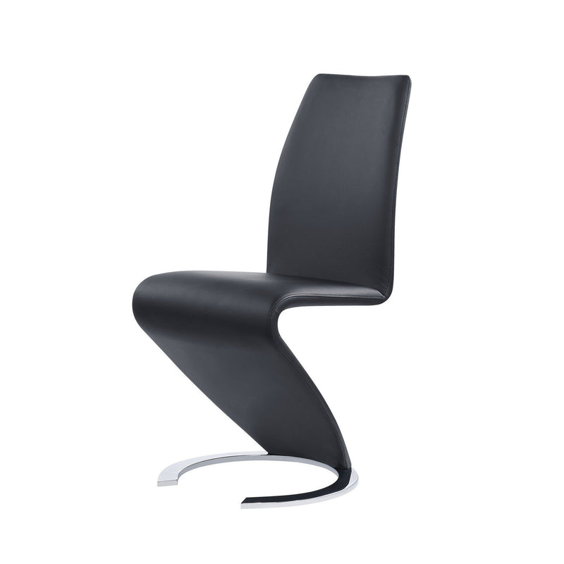 Faux Leather Dining Parsons Chairs (Set of 2) - Black