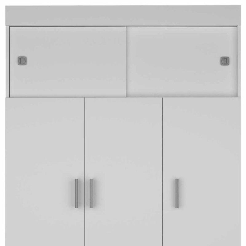 Tall Three Door Closet With Sliding Doors - White