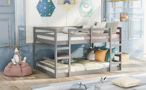 Full Over Full Bunk Bed with Ladder, Gray（OLD SKU：WF282788AAE）