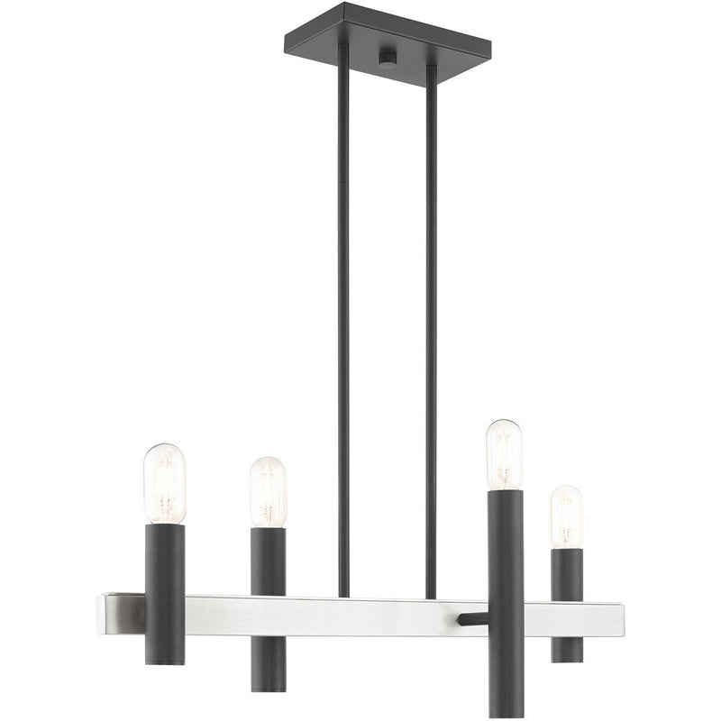 24'' Four Light Dimmable Chandelier With Shades - Nickel