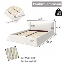 Load image into Gallery viewer, King Size Platform Bed With Special-Shaped Headboard - Cream
