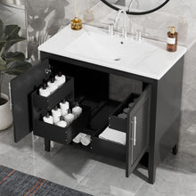 Load image into Gallery viewer, 36" Bathroom Vanity With Sink, Frame Cabinet With Doors And Drawers - Black
