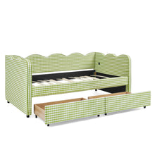 Load image into Gallery viewer, Gingham Daybed With USB Charging Port, Wave-Shaped Design
