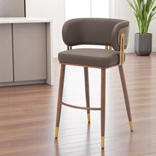 Load image into Gallery viewer, 30" Modern Steel And Faux Leather Low Back Bar Height Bar Chair - Brown
