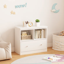 Load image into Gallery viewer, Toy Storage Organizer With Large Drawer And Low Bookshelf For Nursery &amp; Playroom - White

