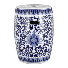 Load image into Gallery viewer, Ceramic Garden Stool, Small Side Tabel - White / Blue
