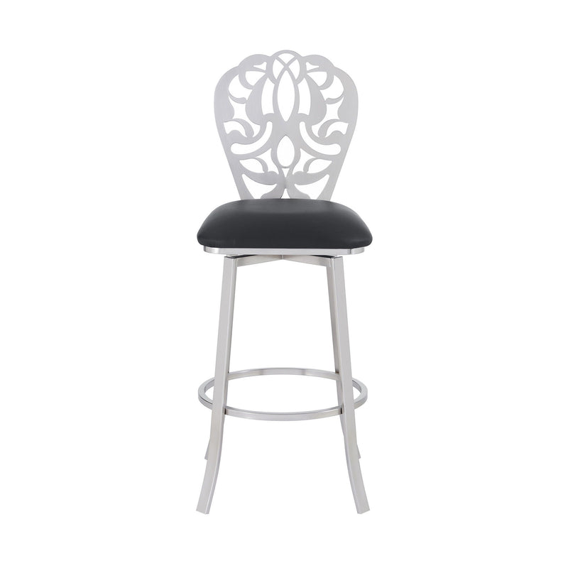 Iron Swivel Bar Height Bar Chair - Black And Silver