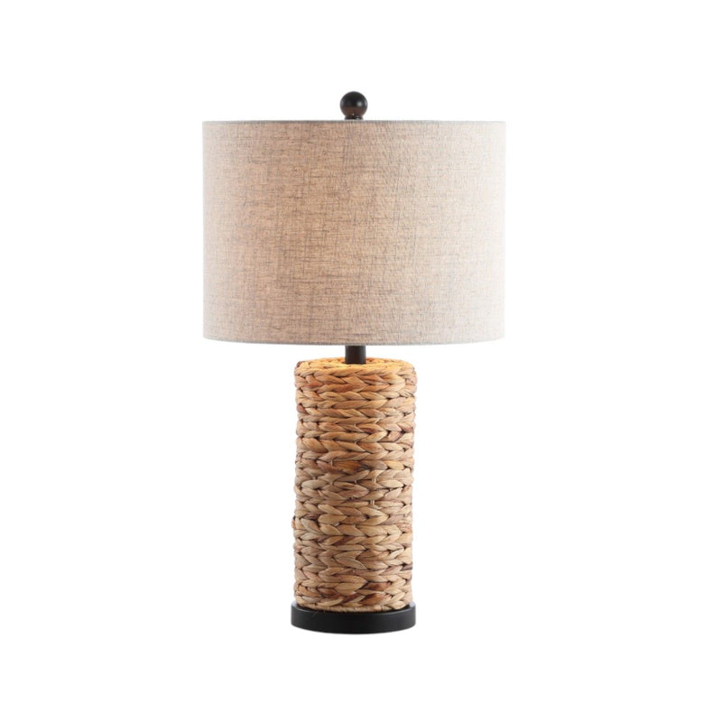 Bedside Lamps With Drum Shades (Set of 2) - Natural / Black / Beige