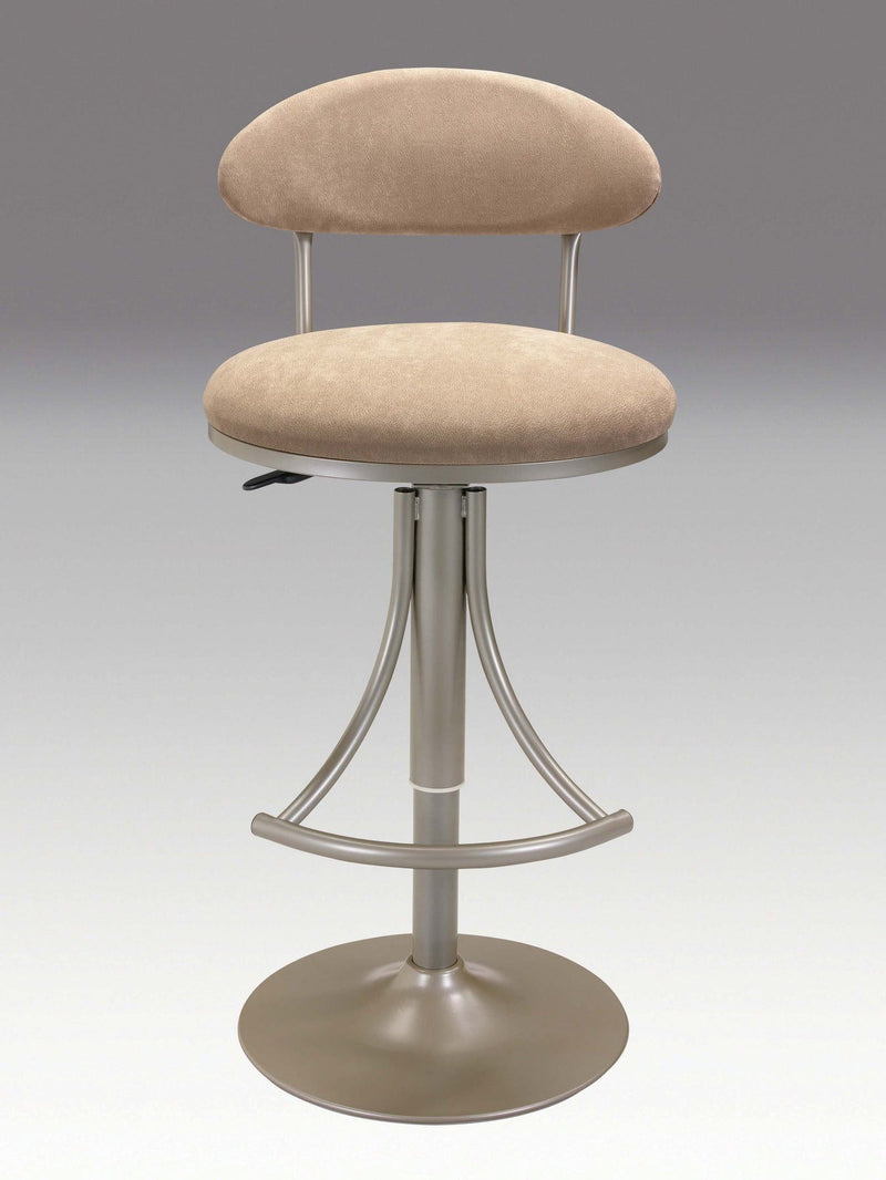 Velvet And Metal Low Back Adjustable Height Bar Chair - Brown And Silver