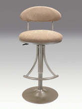 Load image into Gallery viewer, Velvet And Metal Low Back Adjustable Height Bar Chair - Brown And Silver
