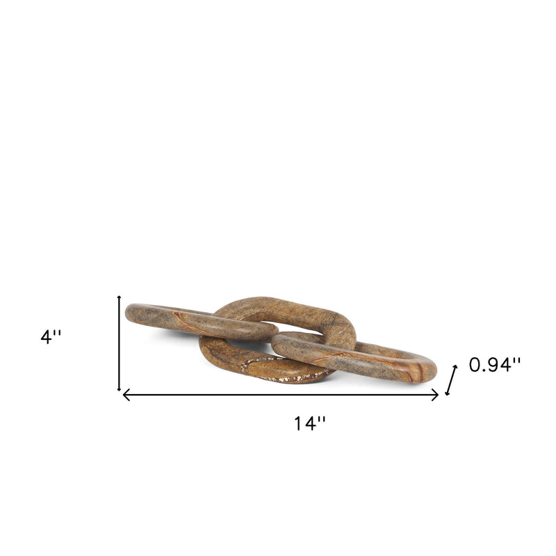 Marble Geometric Links Tabletop Sculpture - Brown