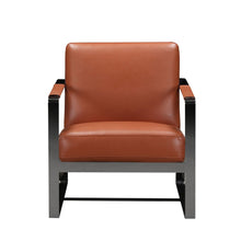 Load image into Gallery viewer, Genuine Leather Arm Chair - Camel And Black
