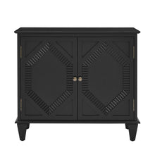 Load image into Gallery viewer, Wood Carved Geometric Accent Cabinet With Two Doors - Black
