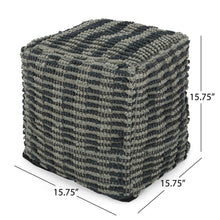 Load image into Gallery viewer, Walle - Fabric Square Pouf Ottoman And Floor Cushion Teal - Blue
