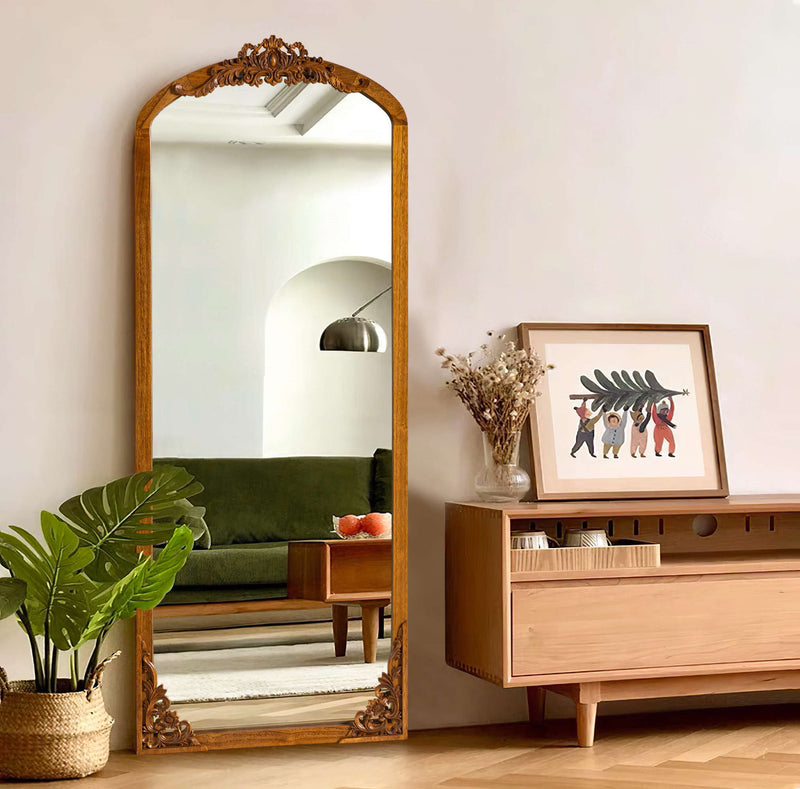 64" Wood Framed Full Length Mirror - Brown