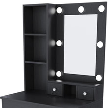 Load image into Gallery viewer, Wood Mirrored Three Drawer Vanity Table Lights - Black
