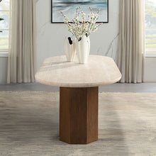 Load image into Gallery viewer, Leonardo - Dining Table - Travertine Top &amp; Dark Oak
