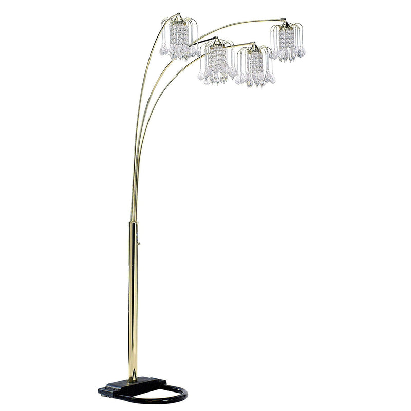 Four Lights Tree Floor Lamp With Clear Chandelier Shade - Gold