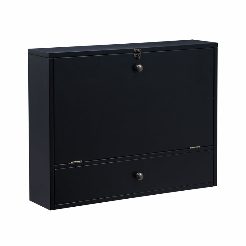 Wood Wall Mounted Folding Floating Desk - Black