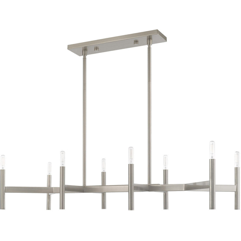 19" Eight Light Dimmable Chandelier With Shades - Nickel