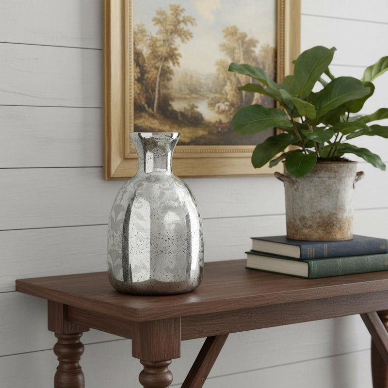 Floral Table Vase - Antiqued Silver