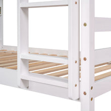 Load image into Gallery viewer, Twin Over Twin Bunk Beds with Bookcase Headboard, Solid Wood Bed Frame with Safety Rail and Ladder, Kids/Teens Bedroom, Guest Room Furniture, Can Be converted into 2 Beds, White
