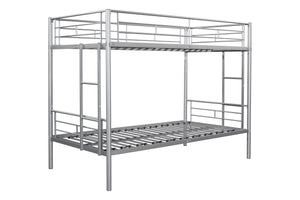 Metal Twin over Twin Bunk Bed/ Heavy-duty Sturdy Metal/ Noise Reduced Design/ Safety Guardrail/ 2 Side Ladders/ CPC Certified/ No Box Spring Needed