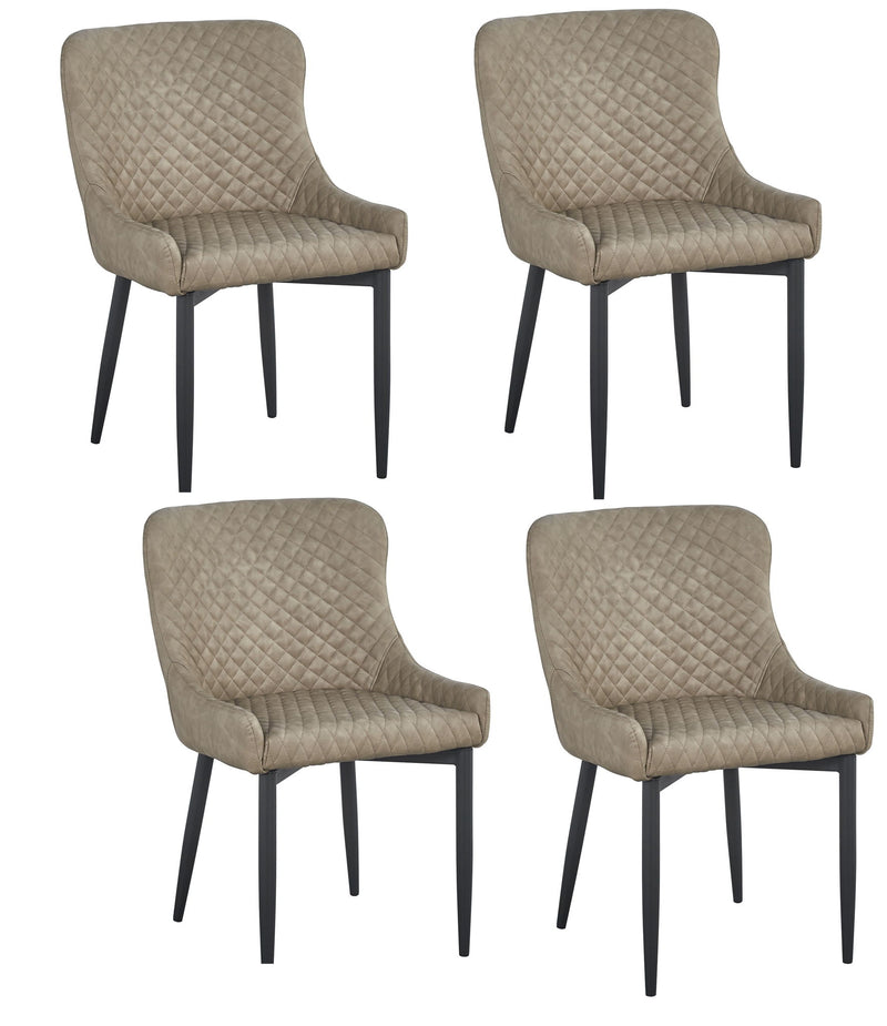 Tufted Upholstered Faux Leather Dining Side Chairs (Set of 4) - Gray / Black