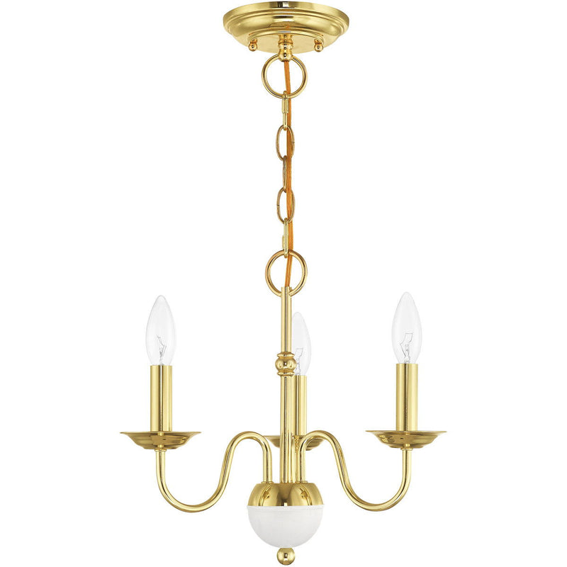 13" Three Light Dimmable Chandelier With Shades - Brass