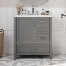 Load image into Gallery viewer, Modern Bathroom Vanity With Ceramic Sink, Solid Frame And Storage Solutions

