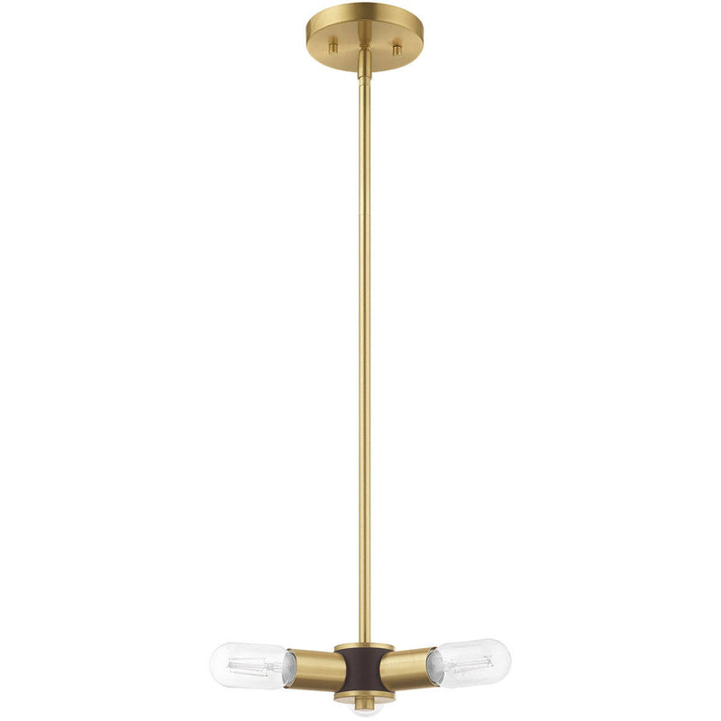 5" Three Light Dimmable Chandelier With Shades - Brass