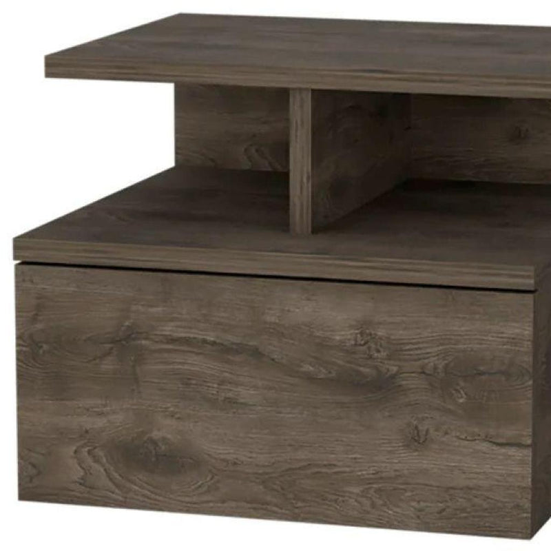 Wood One Drawer Floating Nightstand (534913) - Brown