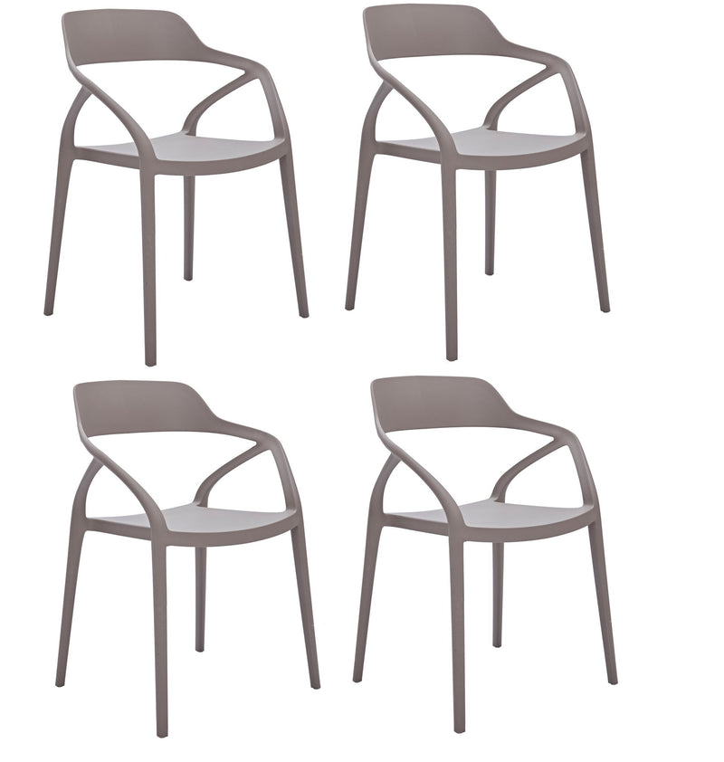 Heavy Duty Plastic Open Back Dining Arm Chair (Set of 4) - Gray