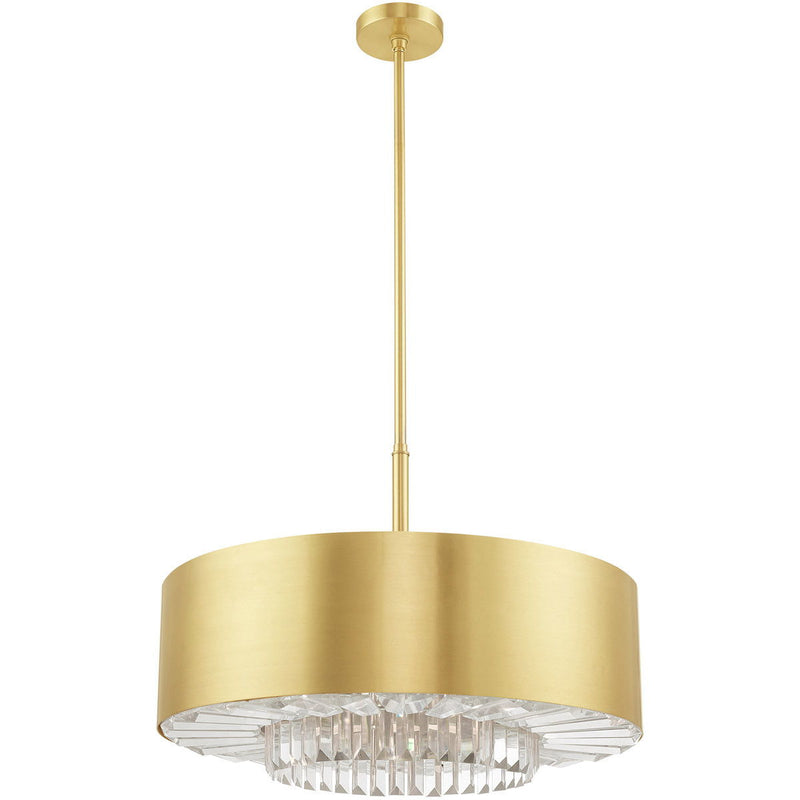 25" Six Light Dimmable Chandelier With Shades - Brass