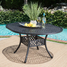 Load image into Gallery viewer, Outdoor Expandable Aluminum Dining Table With Latticework Details And Curvy Legs
