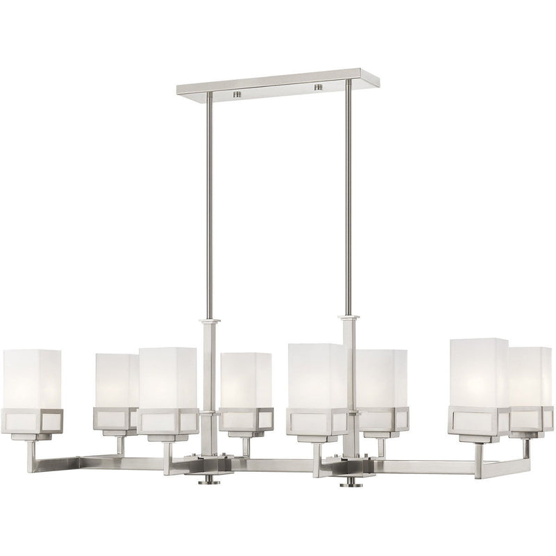 20'' Eight Light Dimmable Chandelier With Shades - Nickel