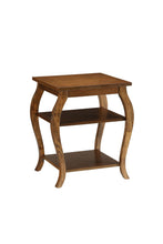 Load image into Gallery viewer, Wood Bow Leg Square End Table With Two Shelves - Brown
