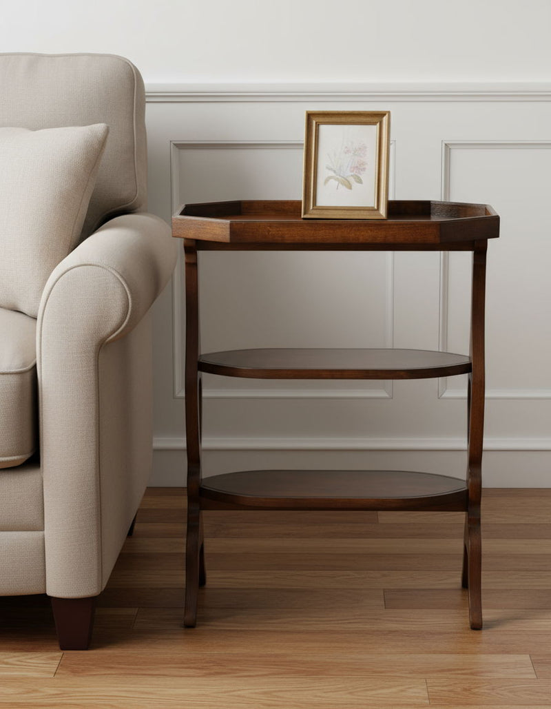 End Table With Two Shelves - Dark Brown