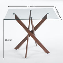 Load image into Gallery viewer, Dining Table With Cross Metal Leg And Tempered Glass, Modern Space Saving Kitchen Table For Living Room Legs, Square Table
