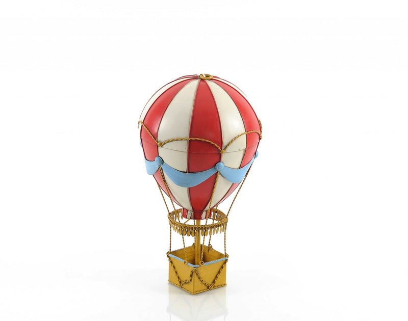 Hand Painted Hot Air Balloon Tabletop Sculpture - Red / White
