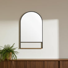 Load image into Gallery viewer, 40" Metal Arch Framed Accent Mirror With Shelf - Black
