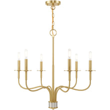 Load image into Gallery viewer, 25'' Six-Light Dimmable Chandelier With Shades - Brass
