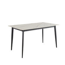 Load image into Gallery viewer, Dining Table Round White Sintered Stone Top Heavy Duty Metal Legs Waterproof Surface For Kitchen Dining Room Or Office Furniture - White / Black
