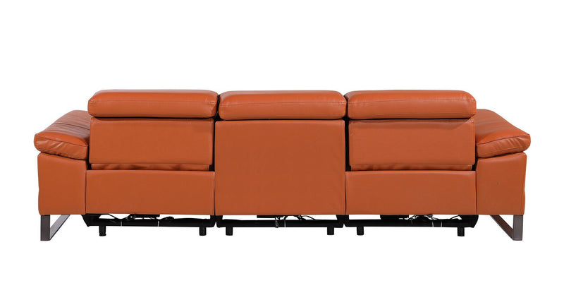 Top Grain Leather Reclining Metal USB Sofa (720329) - Camel