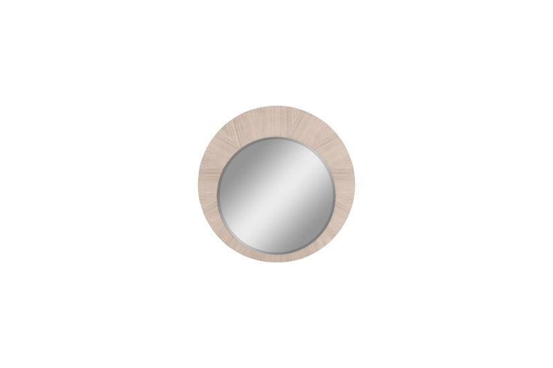 Wood Round Wall Mounted And Dresser Mount Framed Dresser Mirror - Beige